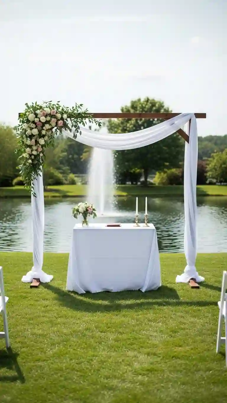 Water-View Altar for a Peaceful Outdoor Ceremony Water-View Altar for a Peaceful Outdoor Ceremony