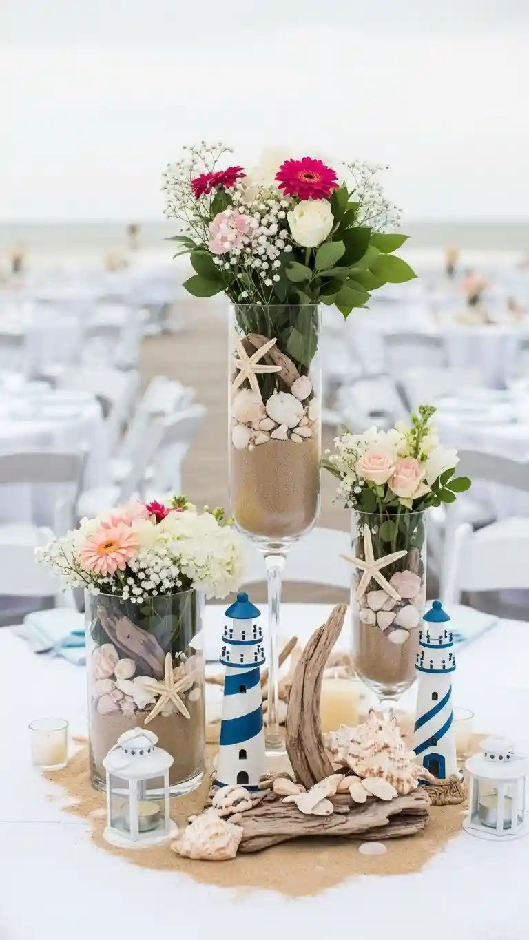 Aisle Runners with Coastal Motifs Coastal-Inspired Centerpieces