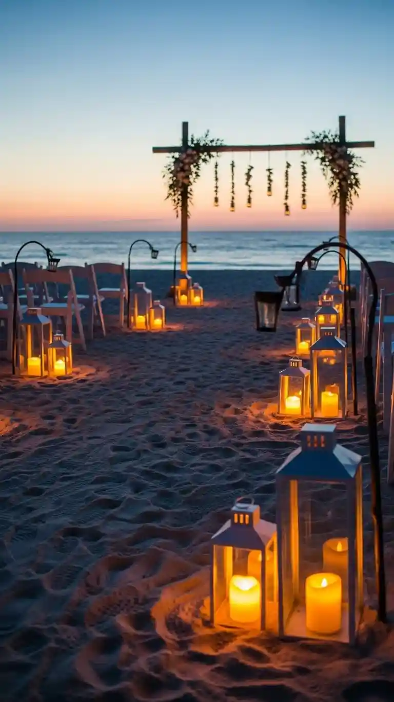 Aisle Runners with Coastal Motifs Lantern Pathway Lighting