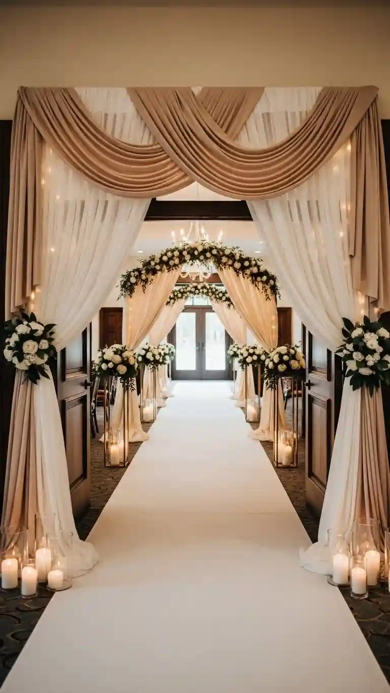Aisle Runners with Coastal Motifs Elegant Draped Fabrics for Soft, Luxurious Looks