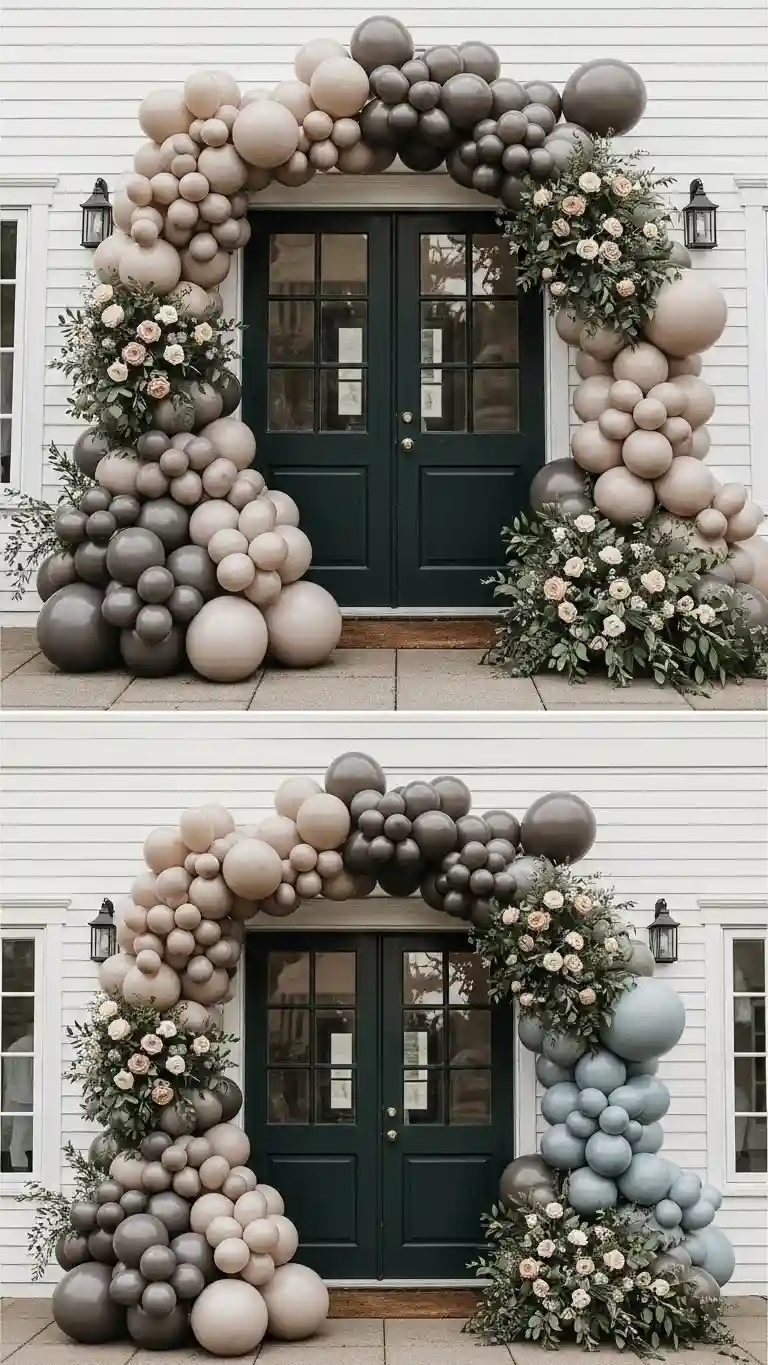 Aisle Runners with Coastal Motifs Balloon Arches in Elegant Color Palettes