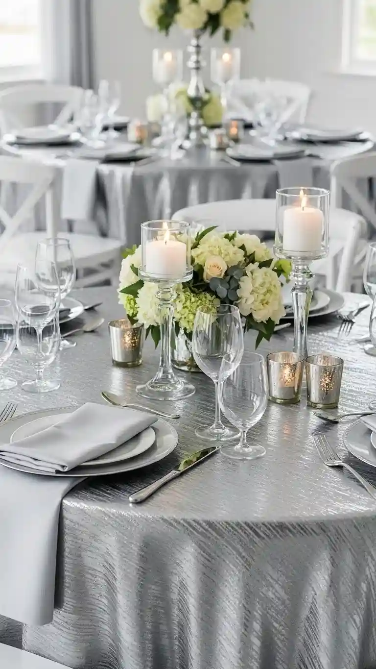 Aisle Runners with Coastal Motifs Silver Linen Napkins or Tablecloths
