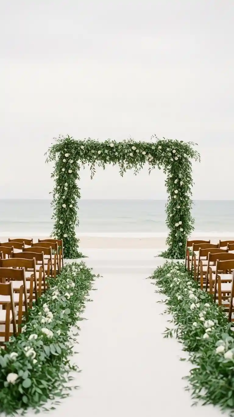 Aisle Runners with Coastal Motifs Natural Greenery Garlands for Organic Beauty