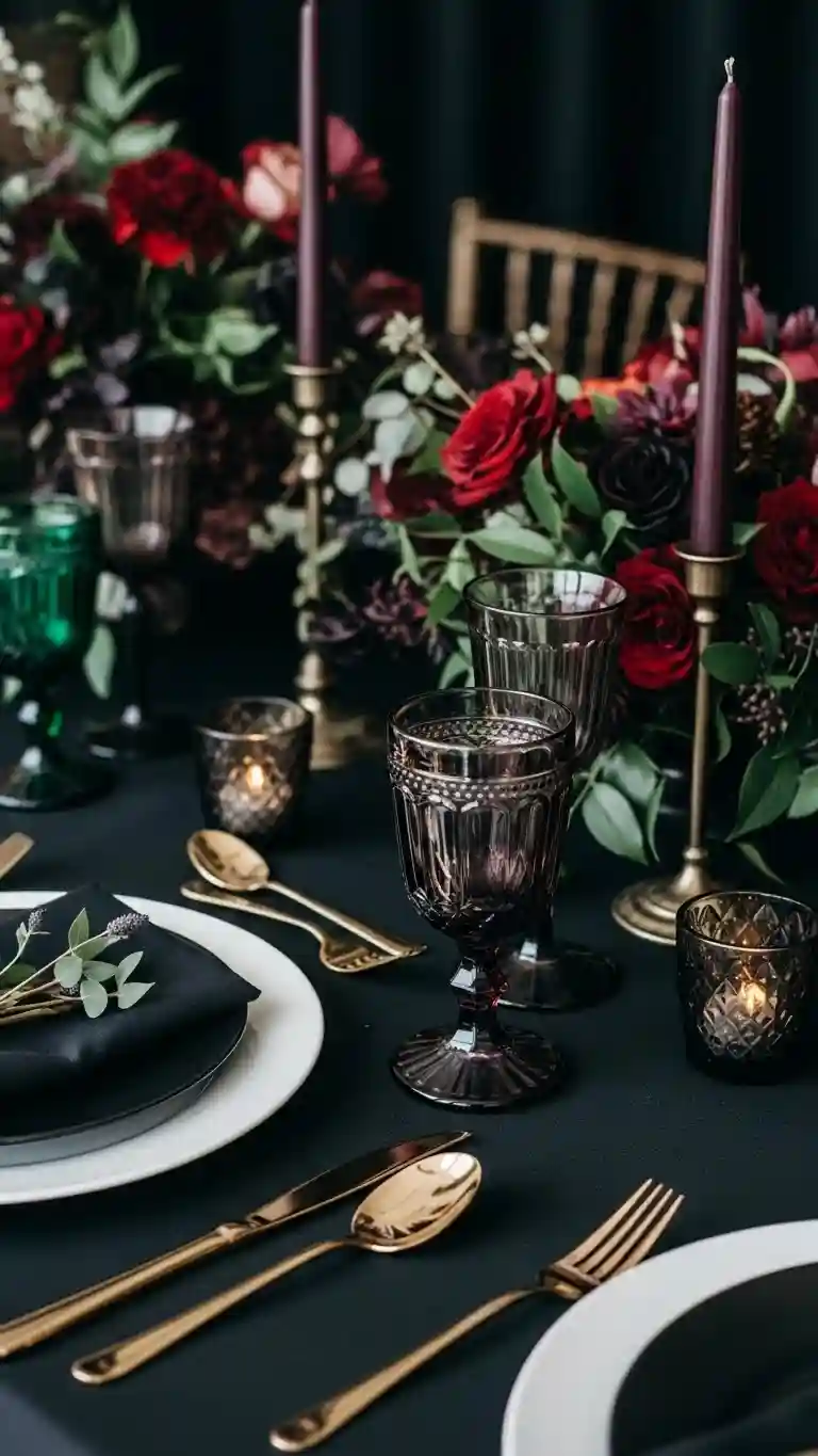 Aisle Runners with Coastal Motifs Deep Jewel-Toned Glassware for Rich Visual Depth