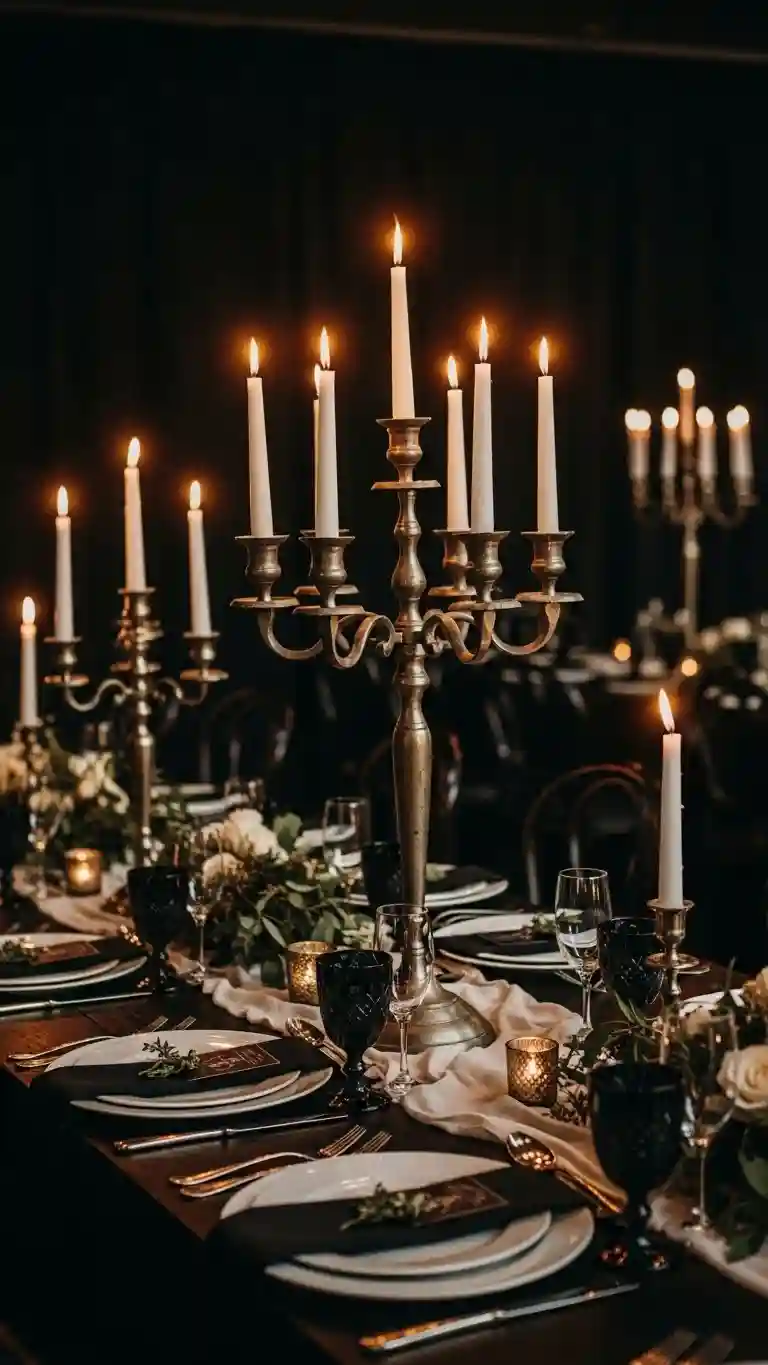 Aisle Runners with Coastal Motifs Antique Candelabras for Romantic Gothic Glow