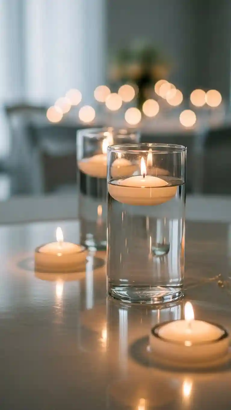 Aisle Runners with Coastal Motifs Floating Candles for Minimalist Décor