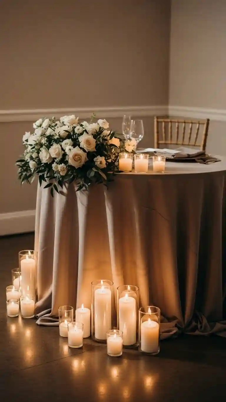 Aisle Runners with Coastal Motifs Candlelit Sweetheart Table Displays