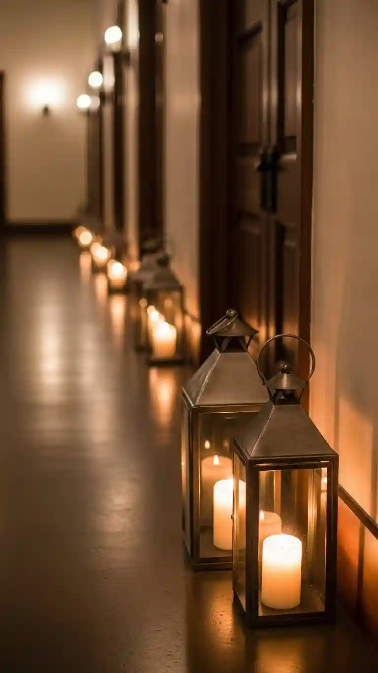 Aisle Runners with Coastal Motifs Lantern Candle Décor for Indoor or Outdoor Weddings