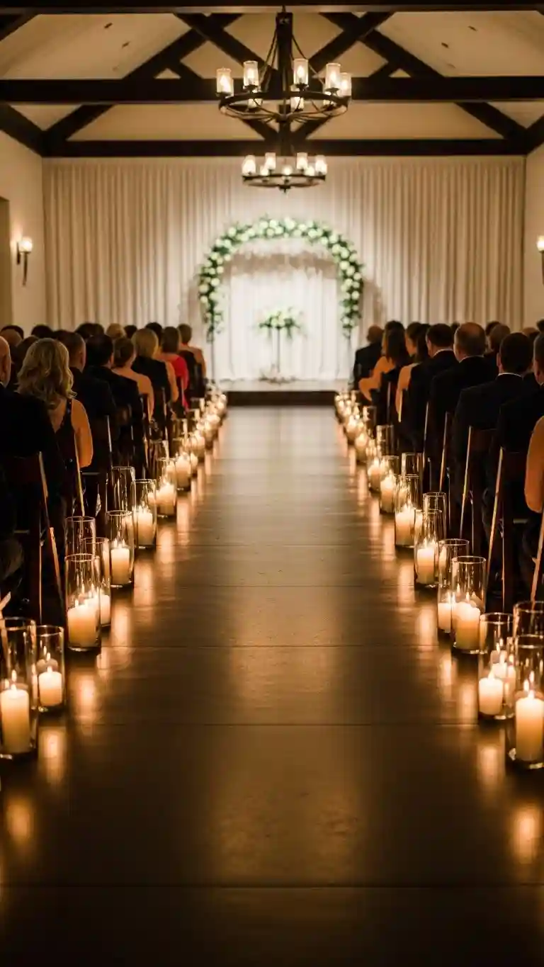 Aisle Runners with Coastal Motifs Candle-Lined Ceremony Aisles