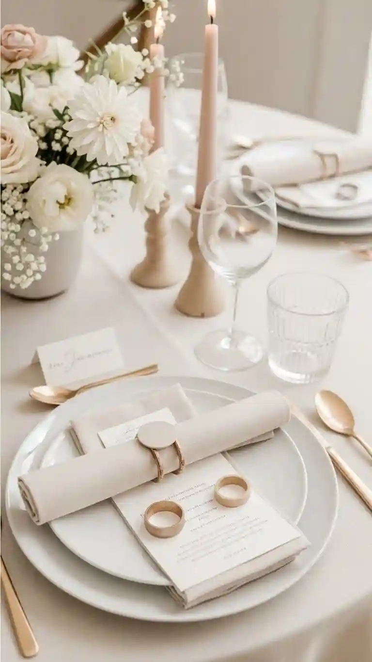 Aisle Runners with Coastal Motifs Neutral Napkin Rings and Simple Table Accessories
