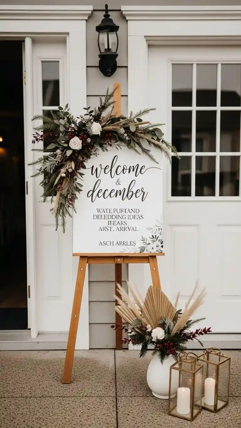 Aisle Runners with Coastal Motifs Winter-Themed Welcome Signs with Seasonal Styling