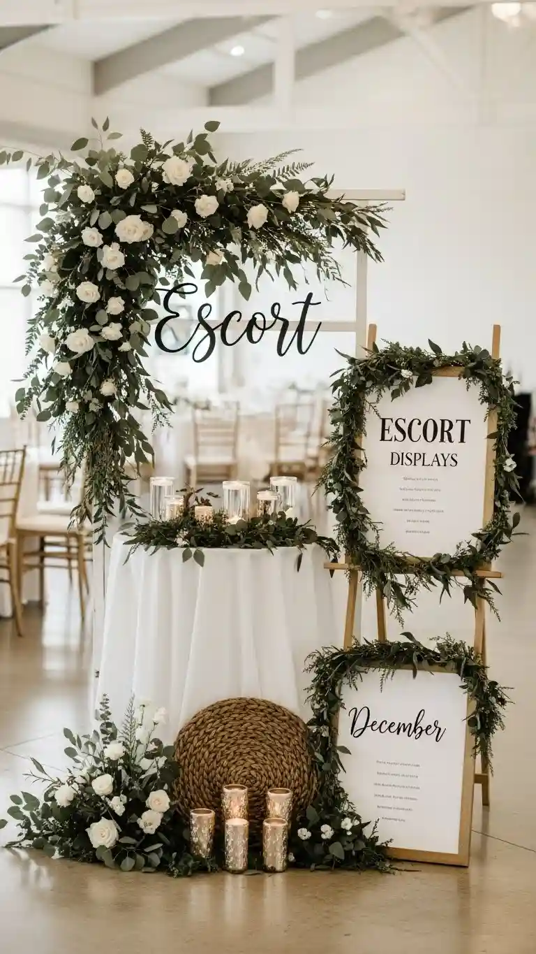 Aisle Runners with Coastal Motifs Seasonal Escort Displays with December Details