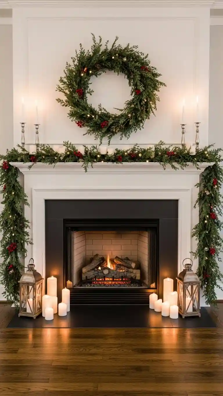Aisle Runners with Coastal Motifs Fireplace Decor as a Natural Winter Focal Point