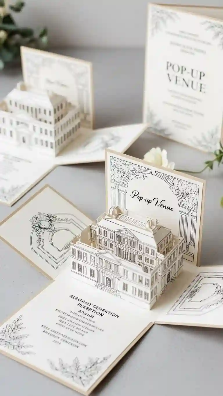 Aisle Runners with Coastal Motifs Elegant Pop-Up Venue 3D Wedding Invitations