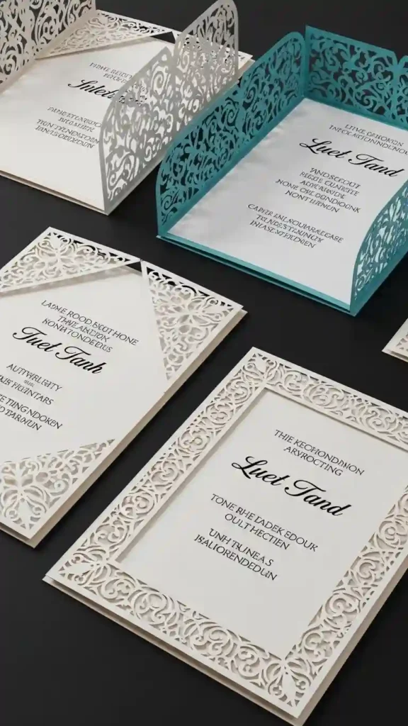 Aisle Runners with Coastal Motifs Laser-Cut 3D Wedding Invitations with Intricate Details