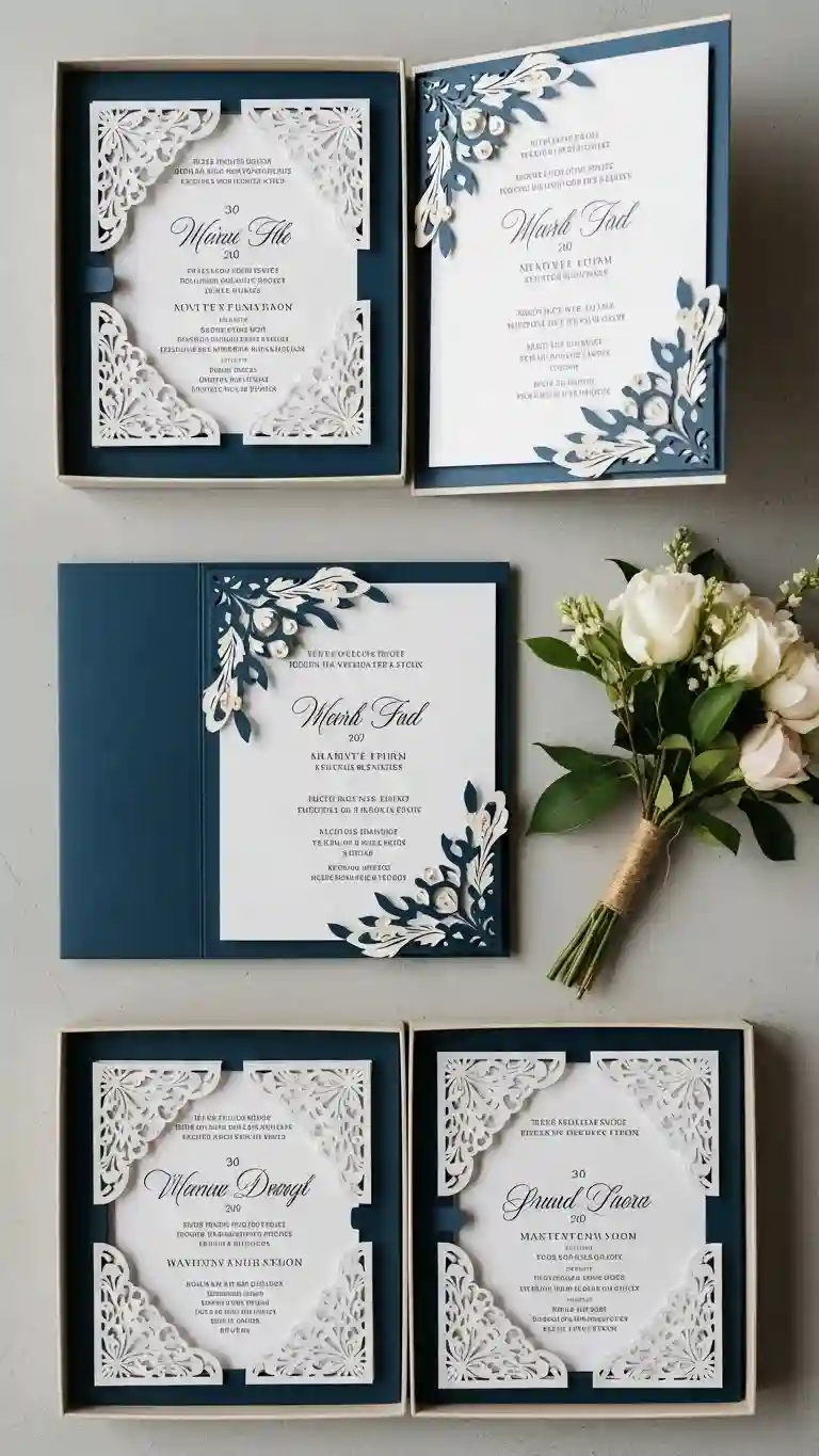 Aisle Runners with Coastal Motifs Box-Style 3D Wedding Invitations with Inner Displays