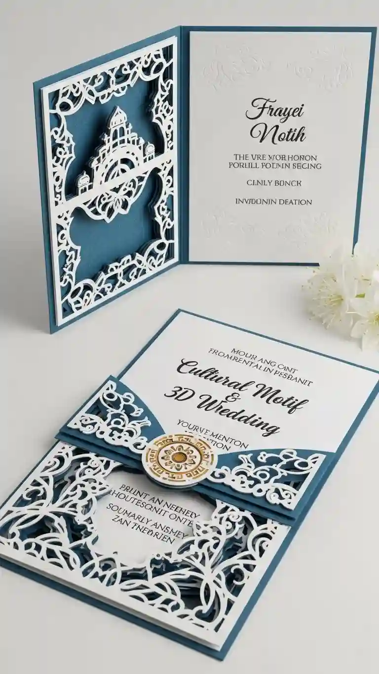 Aisle Runners with Coastal Motifs Cultural Motif 3D Wedding Invitations