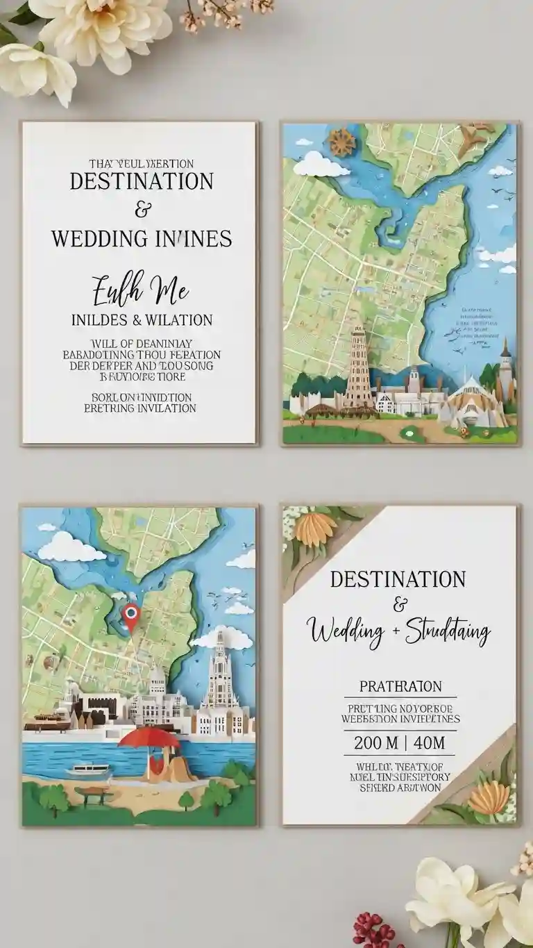 Aisle Runners with Coastal Motifs Destination-Inspired 3D Wedding Invitations