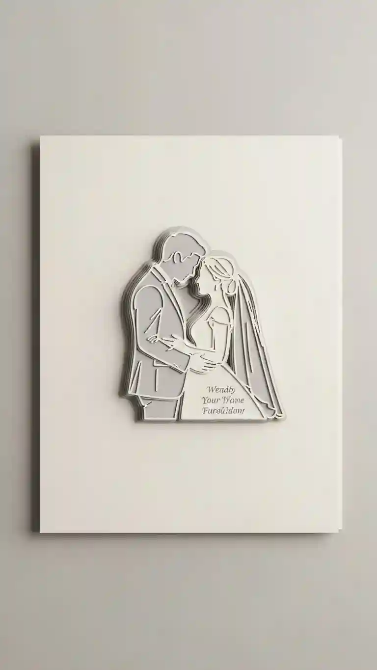 Aisle Runners with Coastal Motifs Illustrated Couple Silhouette 3D Wedding Invitations