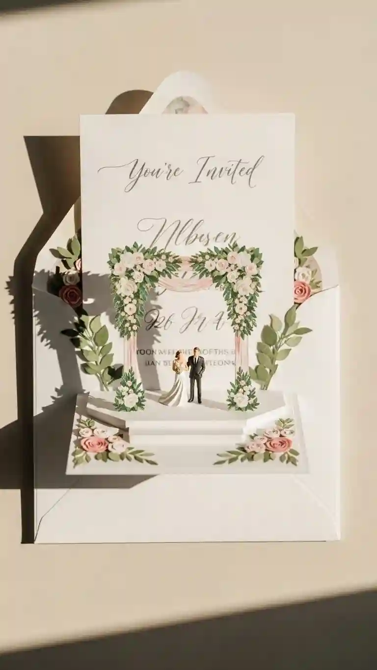 Aisle Runners with Coastal Motifs Envelope-Reveal 3D Wedding Invitations