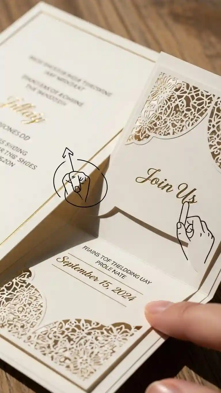 Aisle Runners with Coastal Motifs Interactive Pull-Tab 3D Wedding Invitations