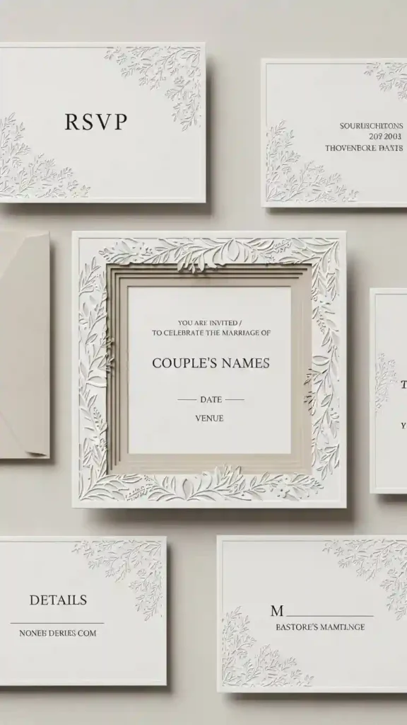 Aisle Runners with Coastal Motifs Floral Frame 3D Wedding Invitations