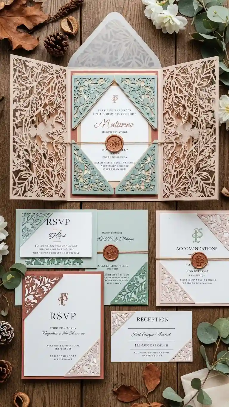 Aisle Runners with Coastal Motifs Seasonal Theme 3D Wedding Invitations