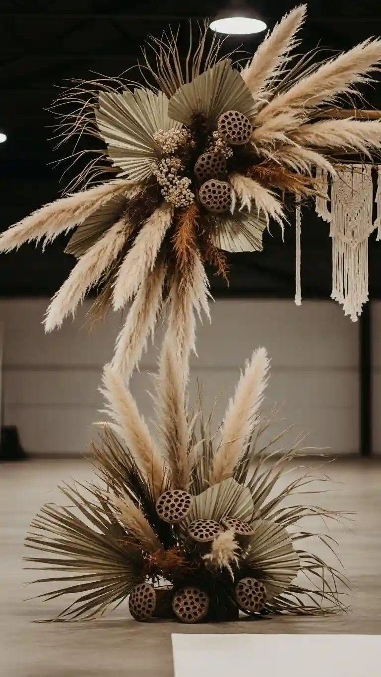 Aisle Runners with Coastal Motifs Dried Botanical Installations