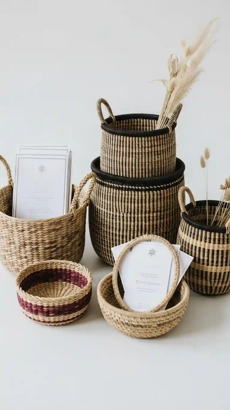 Aisle Runners with Coastal Motifs Handwoven Basket Decor