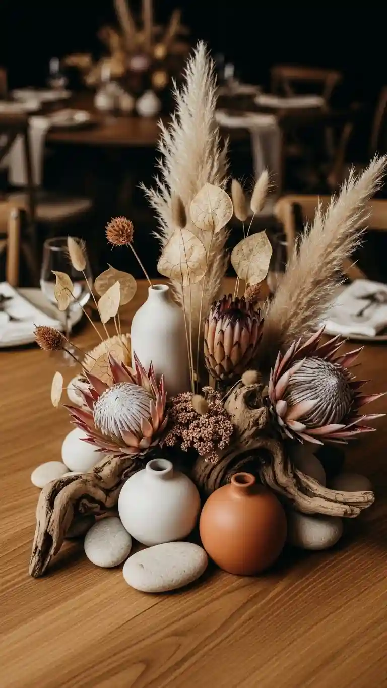 Aisle Runners with Coastal Motifs Low Centerpieces with Natural Elements