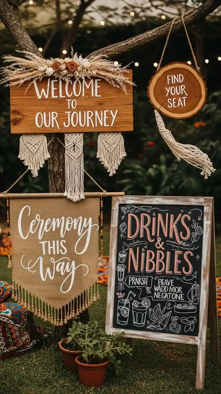 Aisle Runners with Coastal Motifs Handcrafted Signage Boards