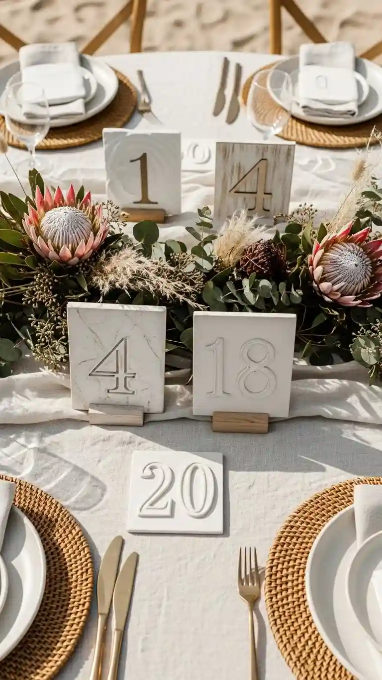 Aisle Runners with Coastal Motifs Minimalist Table Numbers