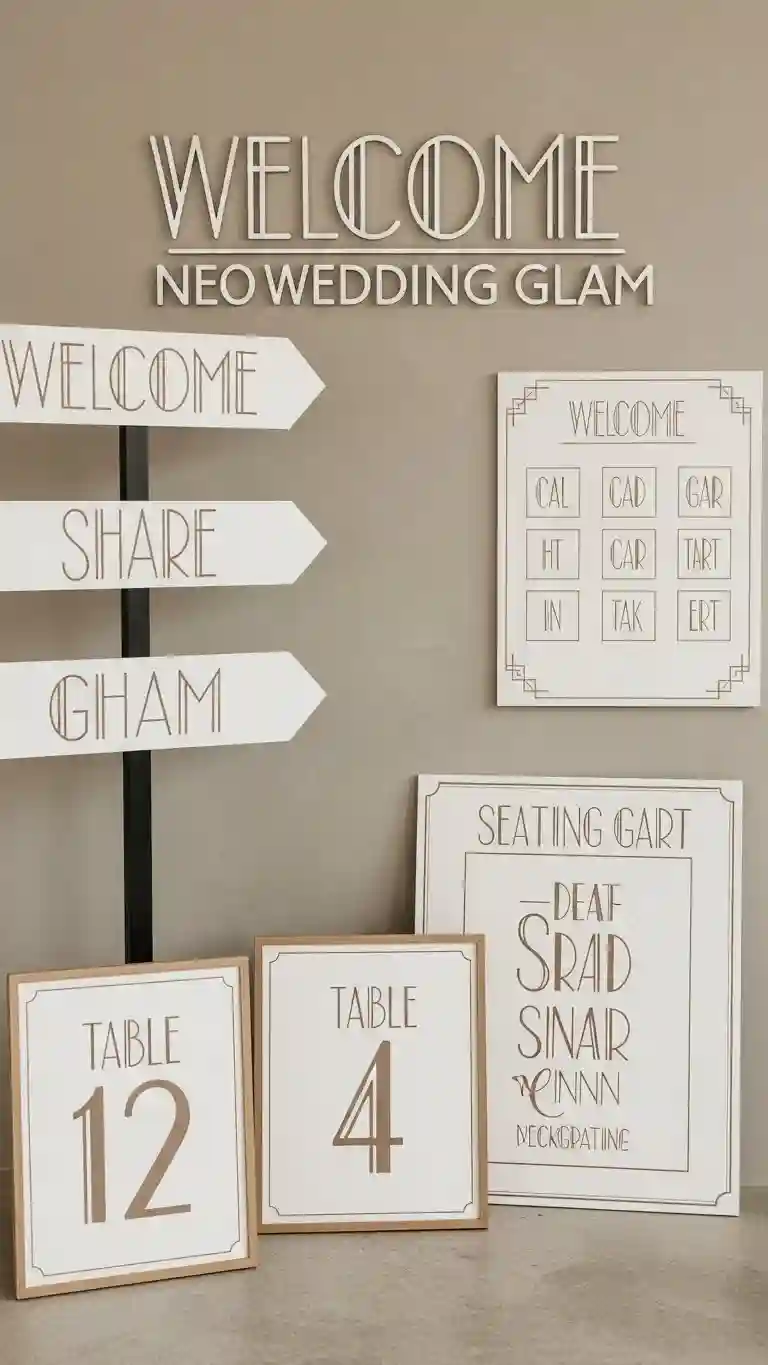 Aisle Runners with Coastal Motifs Art Deco Inspired Signage