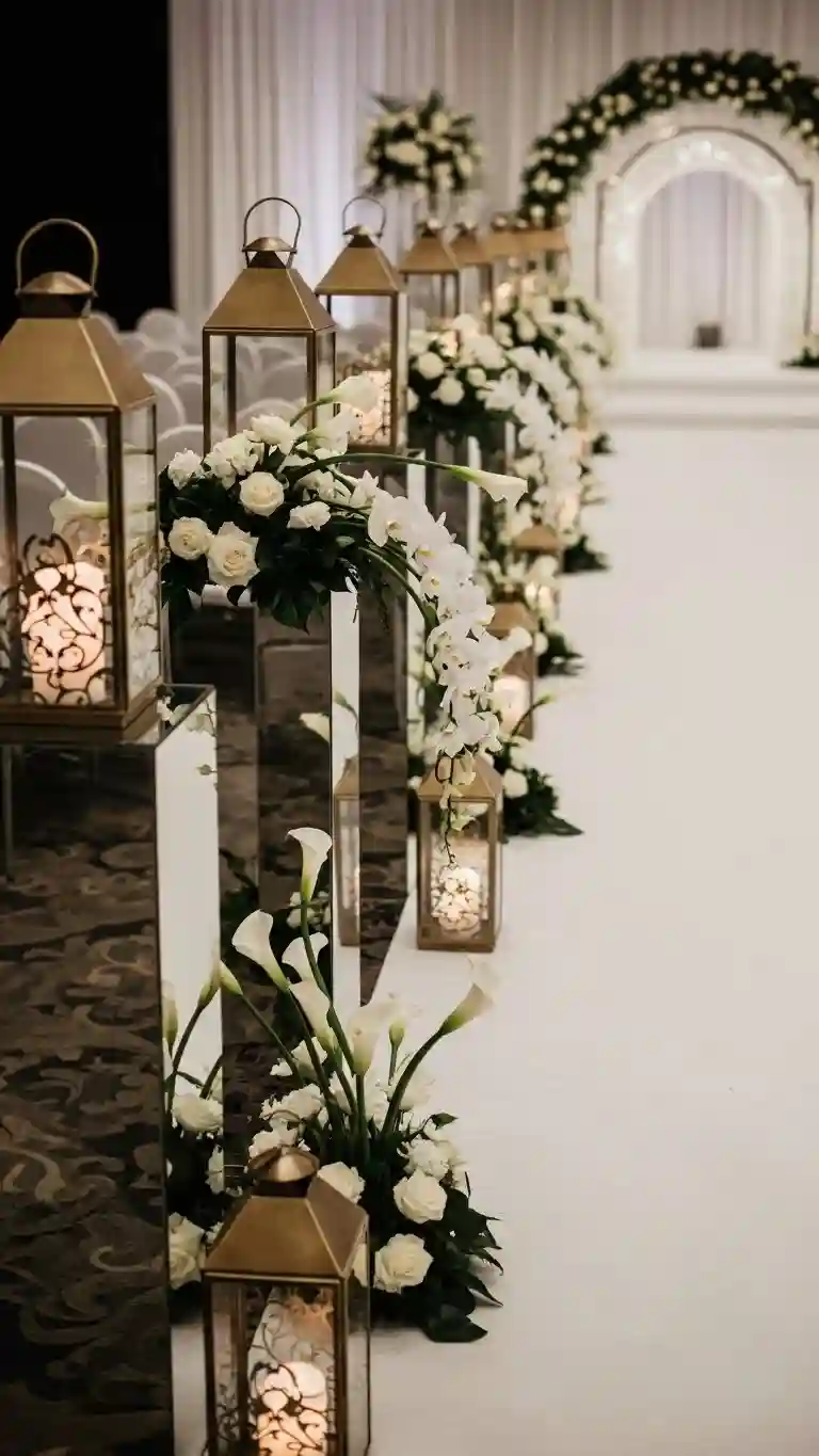 Aisle Runners with Coastal Motifs Luxe Aisle Styling with Neo Deco Wedding Glam Details