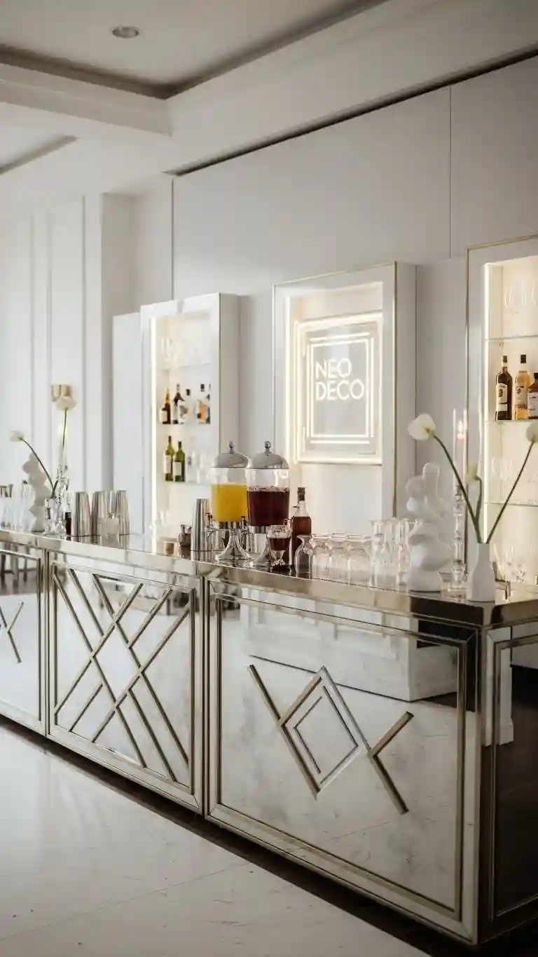 Aisle Runners with Coastal Motifs Glamorous Bar Styling with Neo Deco Wedding Glam Flair