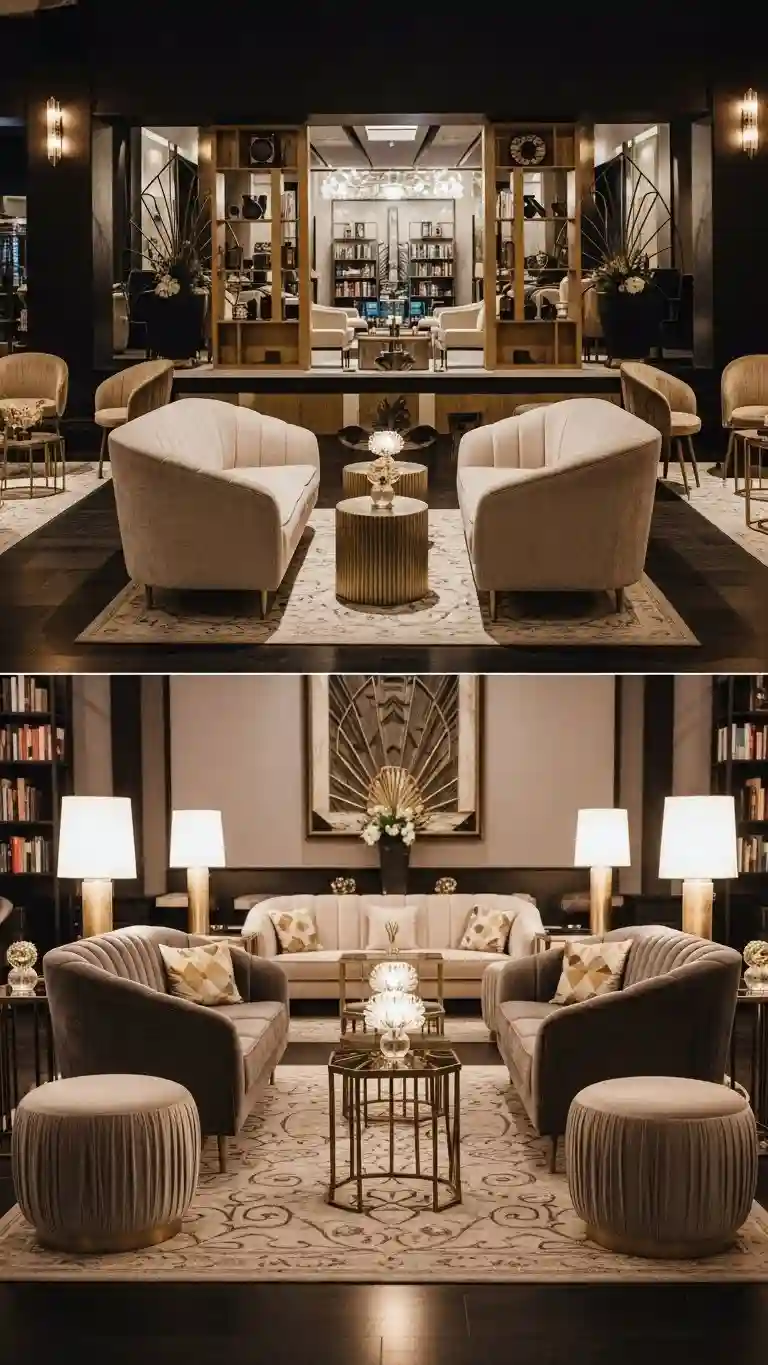 Aisle Runners with Coastal Motifs Art Deco–Inspired Lounge Areas with Neo Deco Wedding Glam