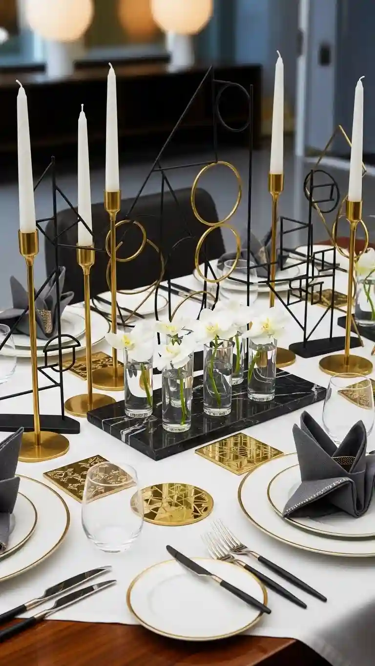 Aisle Runners with Coastal Motifs Modern Tablescapes with Deco Geometry