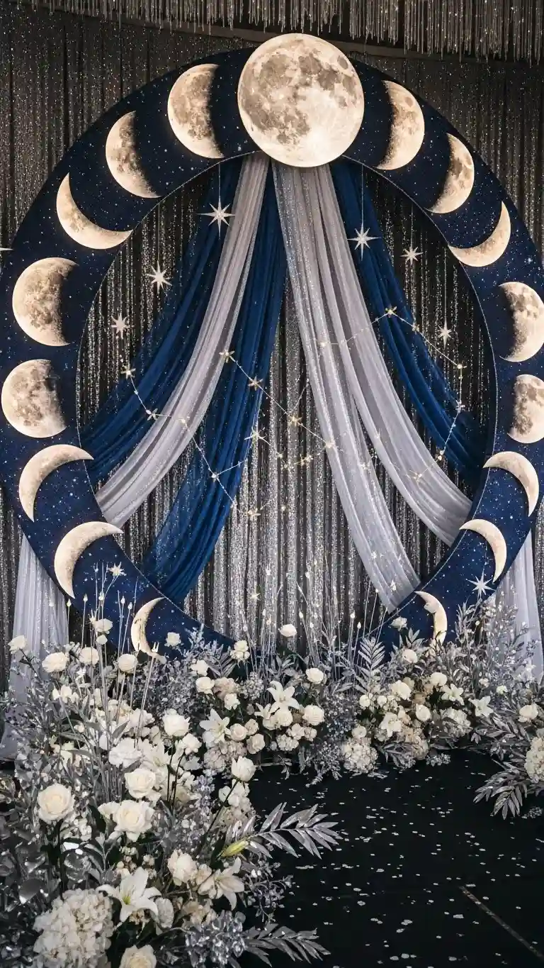 Aisle Runners with Coastal Motifs Moon Phase Ceremony Backdrops