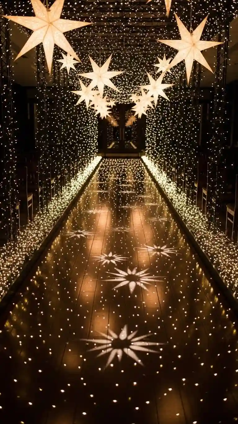 Aisle Runners with Coastal Motifs Star-Inspired Aisle Lighting