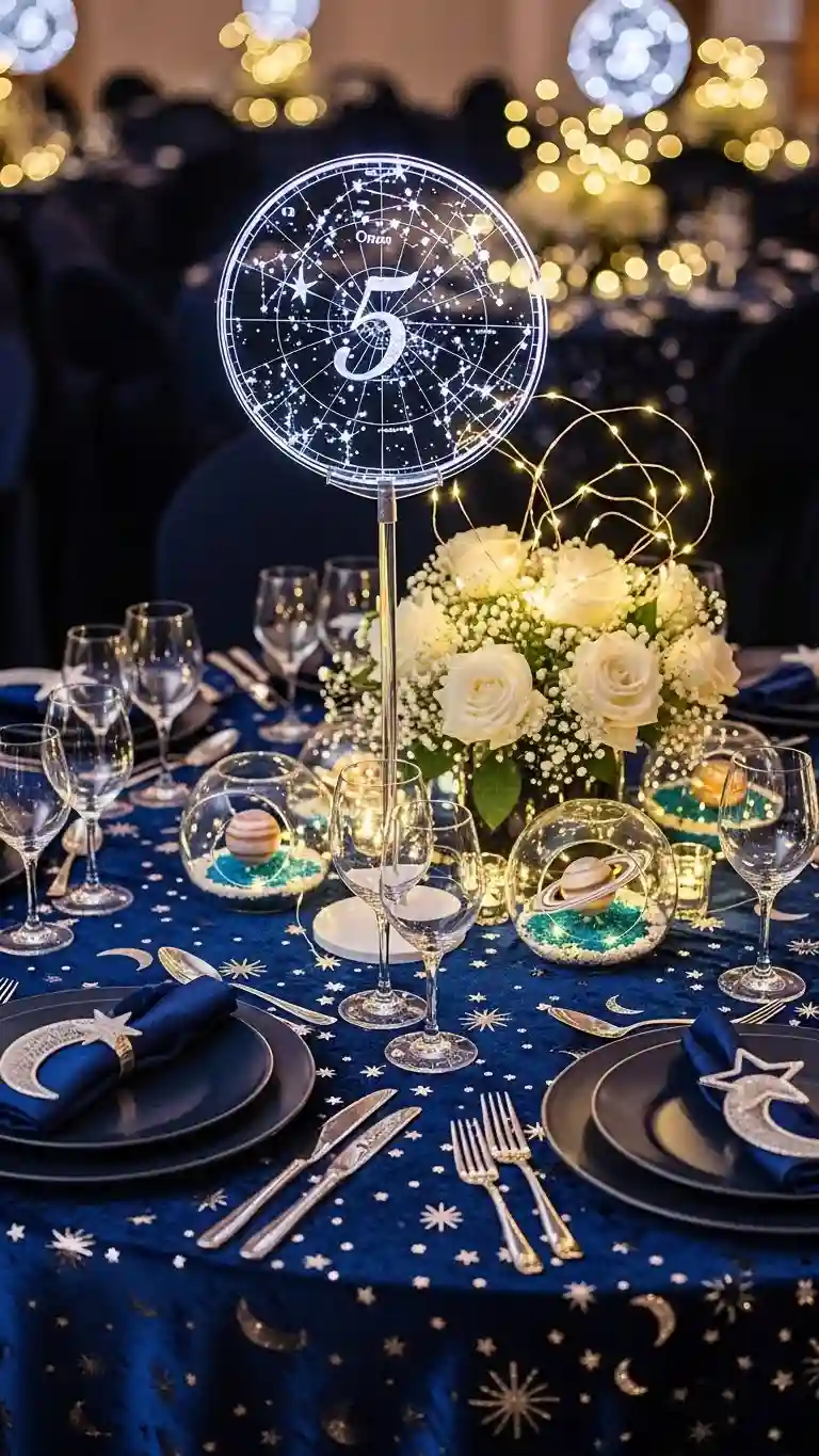 Aisle Runners with Coastal Motifs Constellation Table Numbers