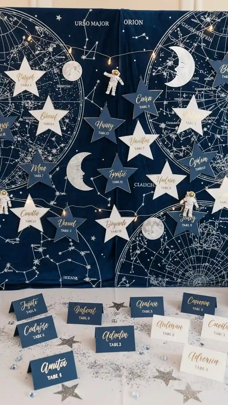 Aisle Runners with Coastal Motifs Celestial Escort Cards Display