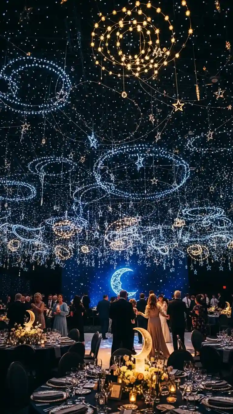 Aisle Runners with Coastal Motifs Starry Lighting Installations