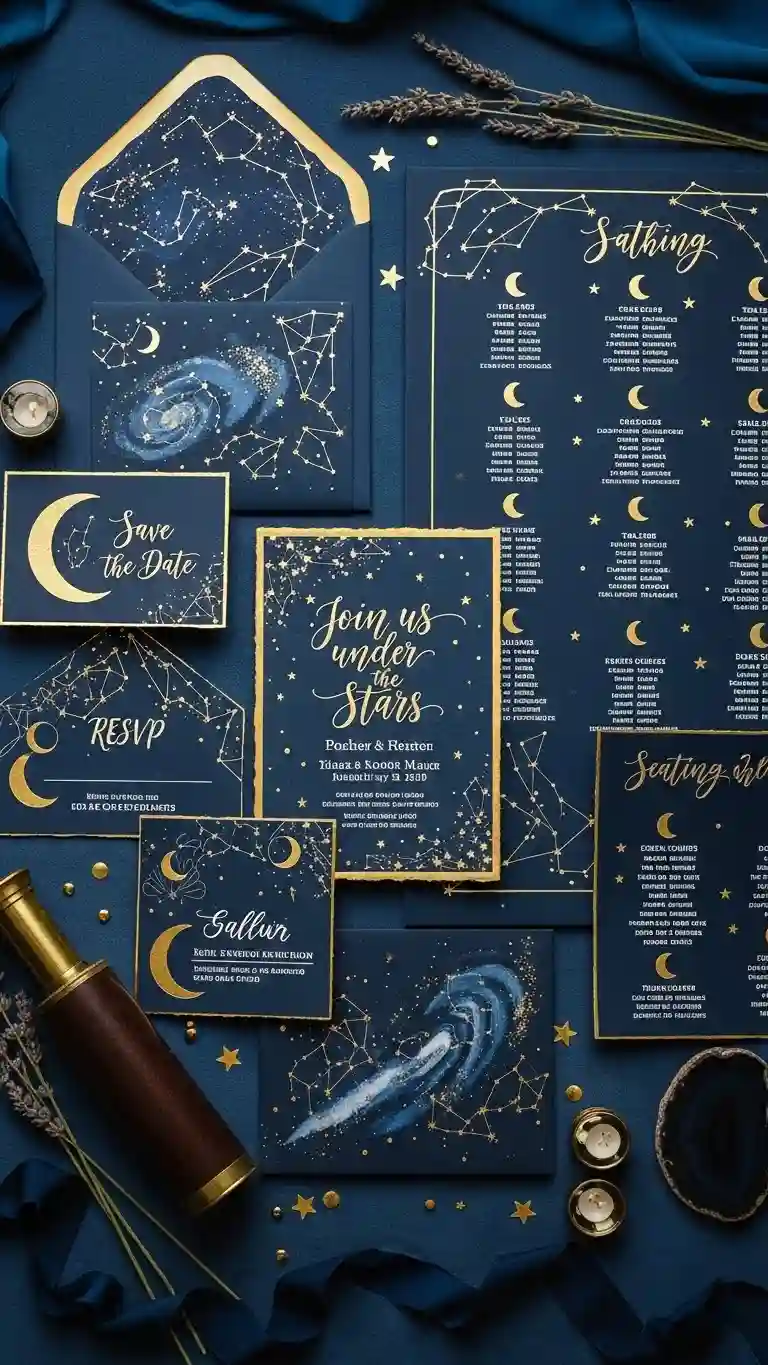 Aisle Runners with Coastal Motifs Celestial Stationery and Signage