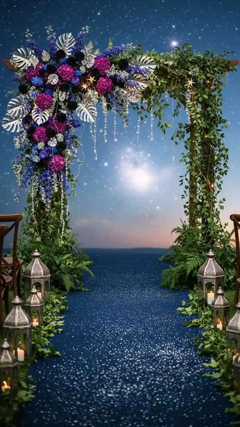 Aisle Runners with Coastal Motifs Cosmic Florals and Greenery