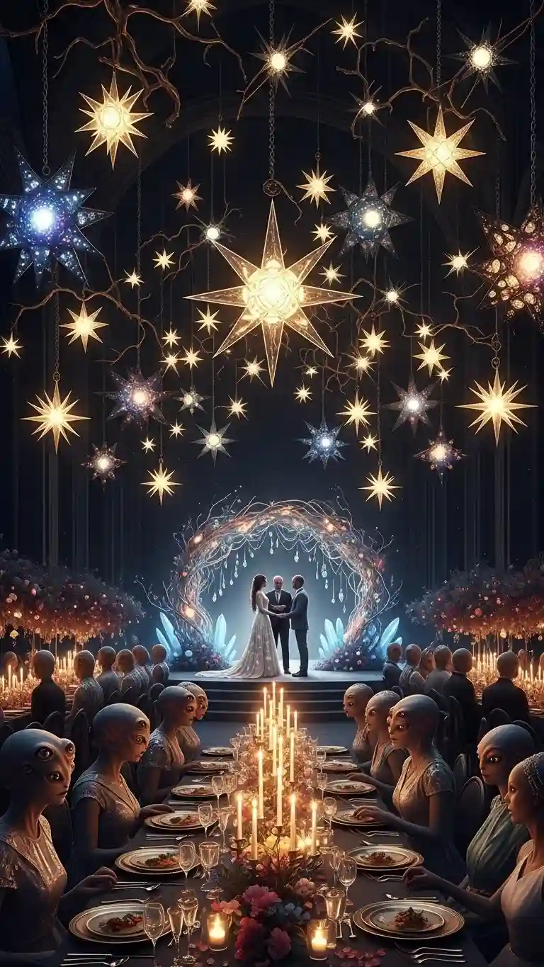 Aisle Runners with Coastal Motifs Hanging Star Chandeliers