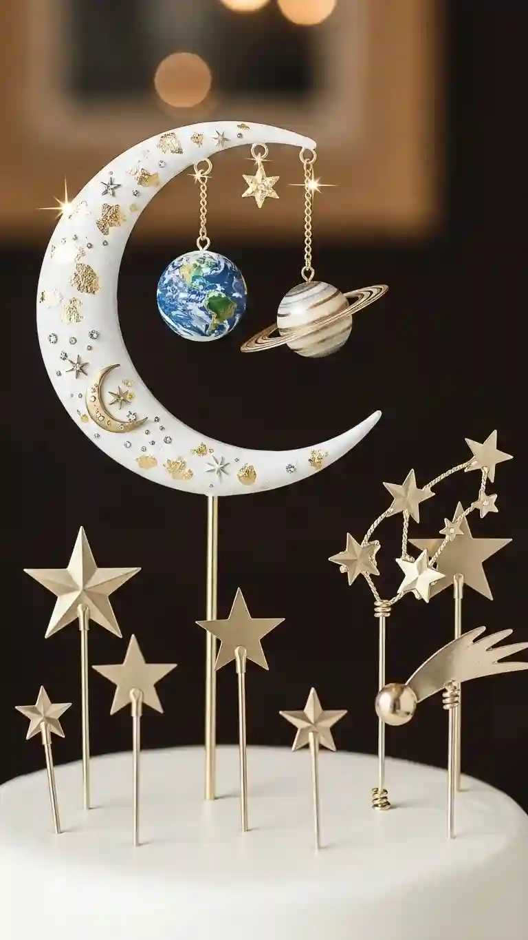 Aisle Runners with Coastal Motifs Celestial-Themed Cake Toppers