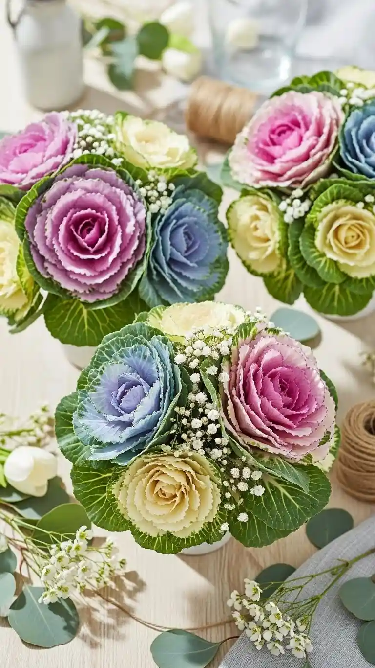 Aisle Runners with Coastal Motifs Pastel Cabbage Crush Bouquets for Spring Decor