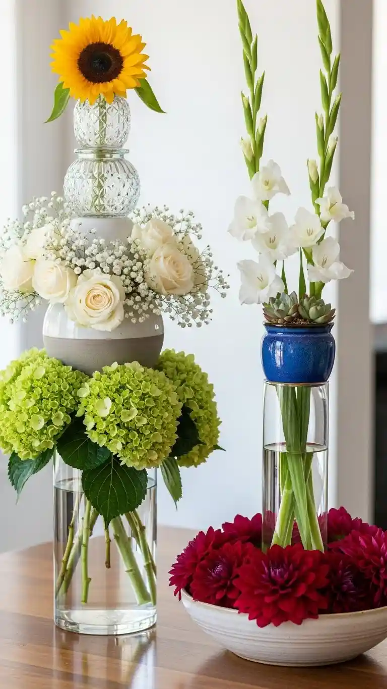 Aisle Runners with Coastal Motifs Layered Vase Arrangements