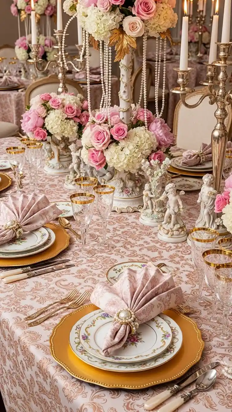Aisle Runners with Coastal Motifs Luxurious Table Settings with Delicate Patterns
