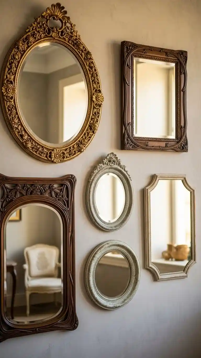 Aisle Runners with Coastal Motifs Vintage Mirrors as Elegant Decorative Features